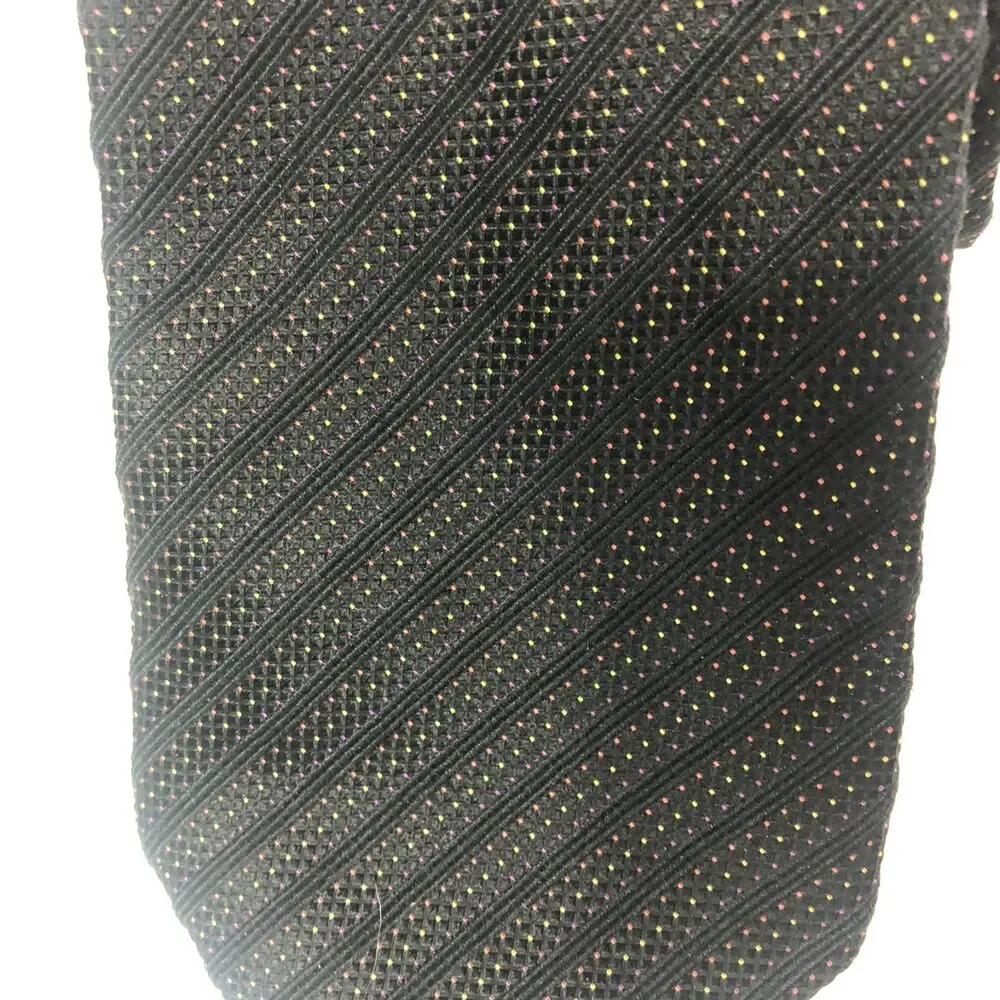 Daniel De Fasson 100% Silk Hand Made Men's Necktie Geometric stripe Autographed